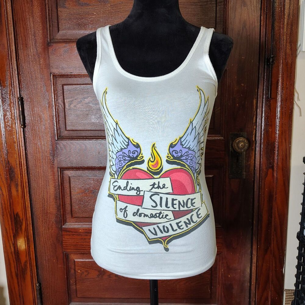 Sacred Heart W Wings Ending The Silence of Domestic Violence Tank Top Wmns/T715